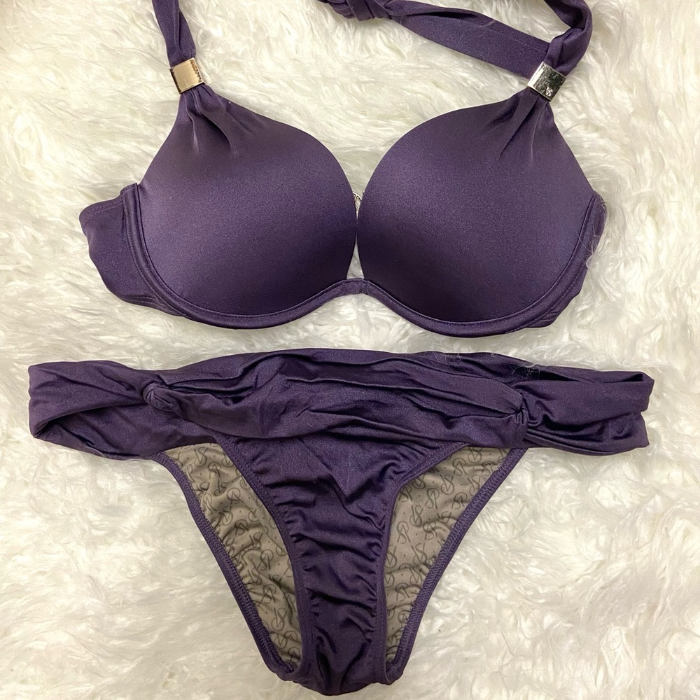 Victoria’s Secret Purple Two Piece padded Swim Suit 34b *Barely Worn*